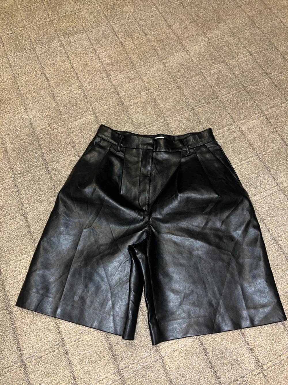 Wilfred Black Faux Leather Bermuda Shorts